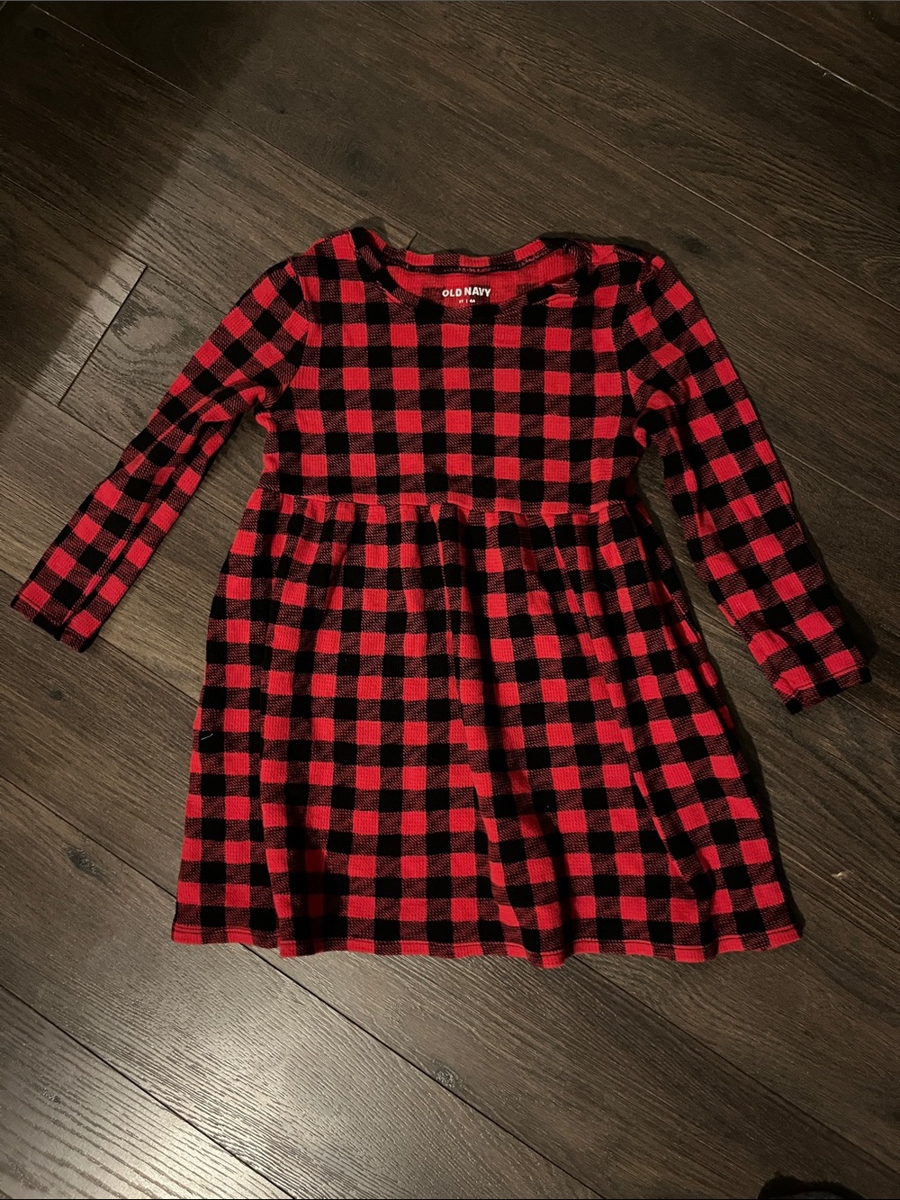 Old Navy Red and Black Buffalo Plaid Long Sleeve Girls Dress